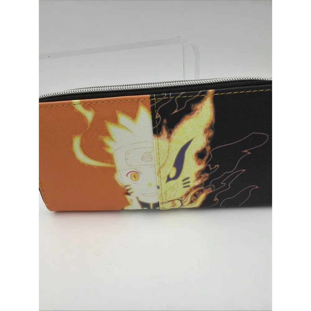 Naruto Shippuden Wallet Orange Black Anime Rectangle‎ Zip Up - NEW